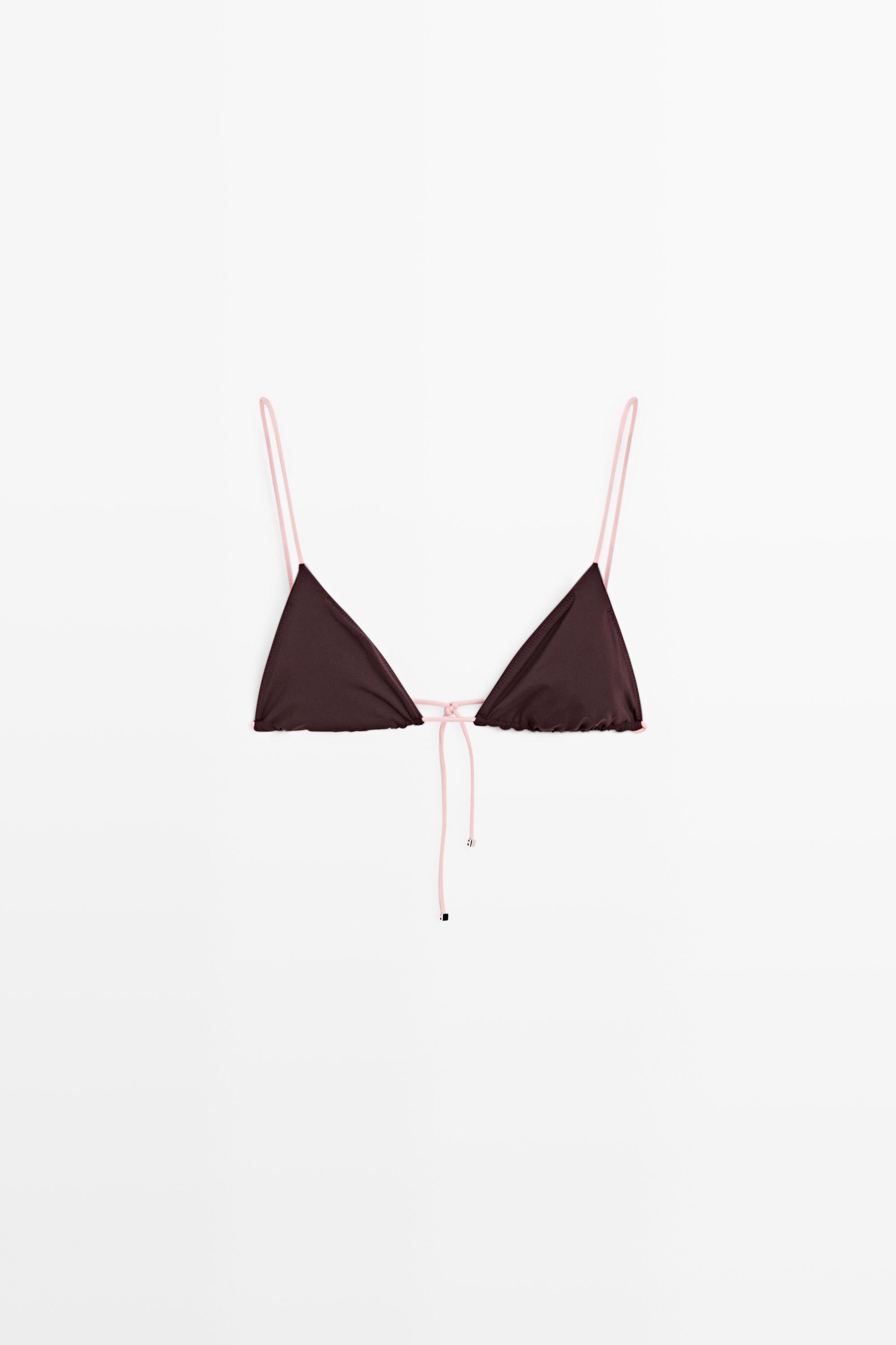 Haut de bikini triangle à nouer contrastant